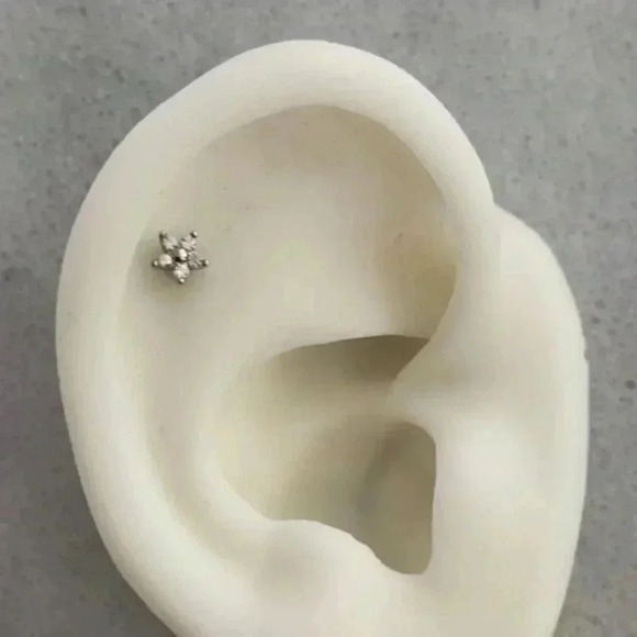 Modest Lu Jewelry - COPY - Silver Crystal Flower Micro Mini Cartilage Earring